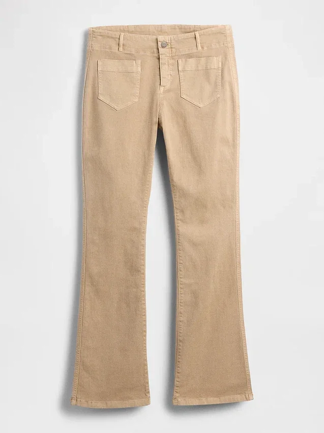 Pantaloni a vita bassa in twill dal taglio lungo e slanciato