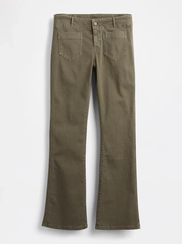Pantaloni a vita bassa in twill dal taglio lungo e slanciato