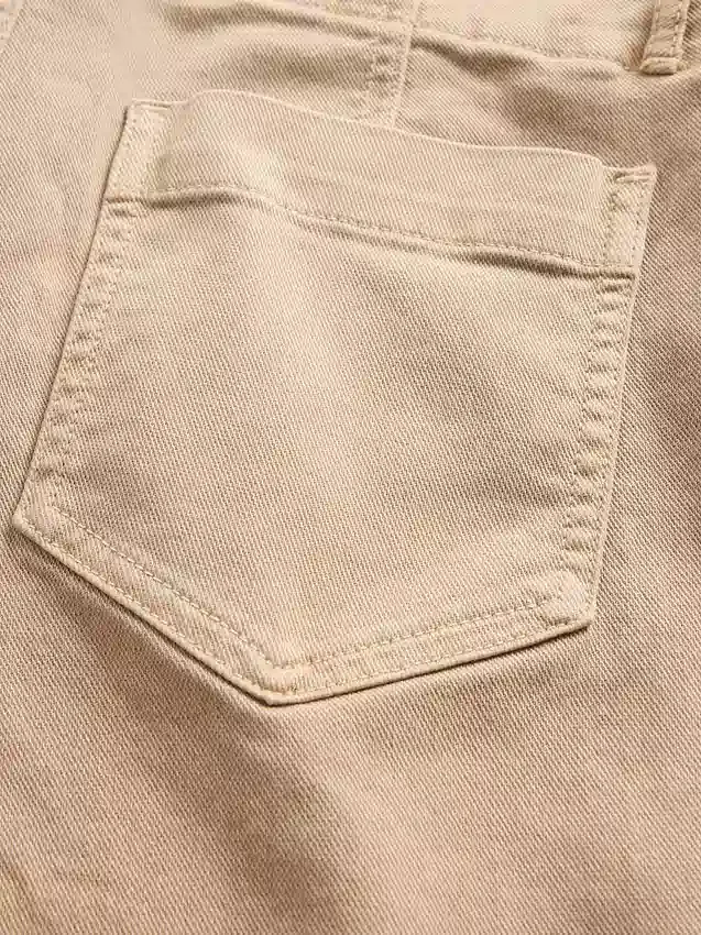 Pantaloni a vita bassa in twill dal taglio lungo e slanciato