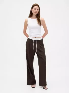Pantaloni a vita media con doppia cintura