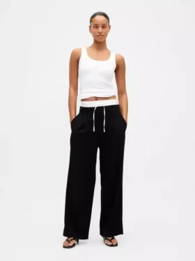 Pantaloni a vita media con doppia cintura