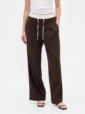 Pantaloni a vita media con doppia cintura