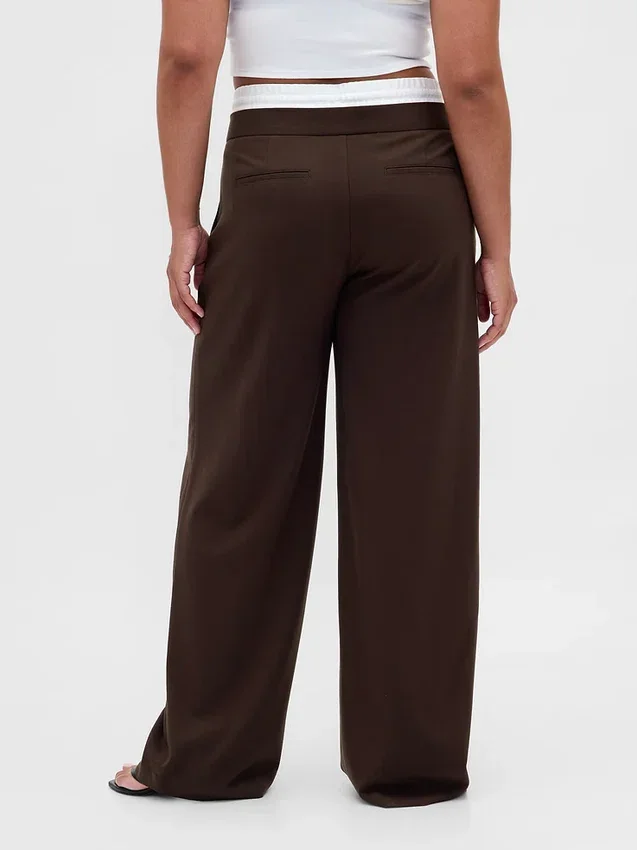 Pantaloni a vita media con doppia cintura