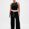 Pantaloni a vita media con doppia cintura