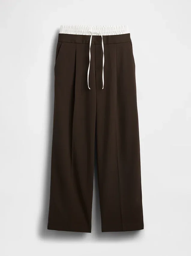 Pantaloni a vita media con doppia cintura