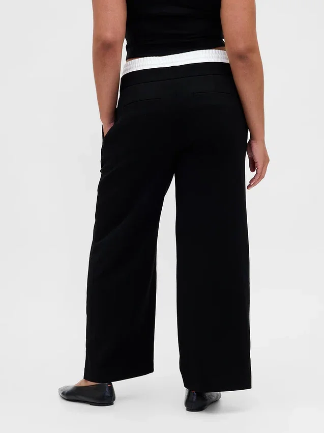 Pantaloni a vita media con doppia cintura