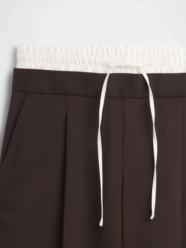 Pantaloni a vita media con doppia cintura