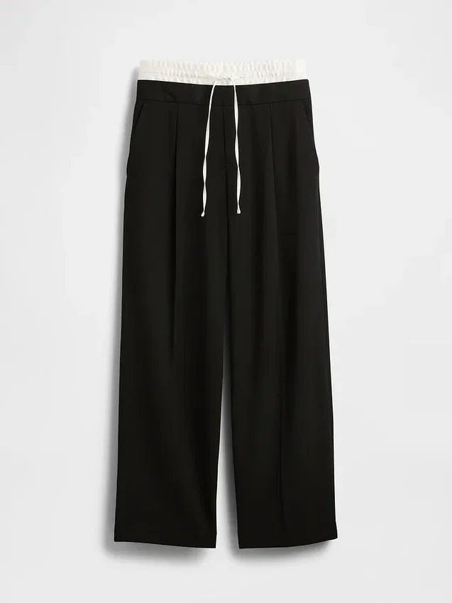Pantaloni a vita media con doppia cintura
