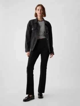 Pantaloni a zampa a vita alta in tessuto bi-elastico