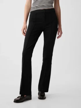 Pantaloni a zampa a vita alta in tessuto bi-elastico