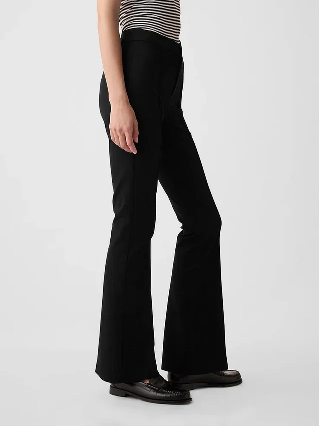 Pantaloni a zampa a vita alta in tessuto bi-elastico