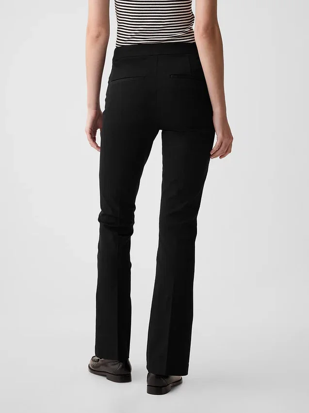 Pantaloni a zampa a vita alta in tessuto bi-elastico