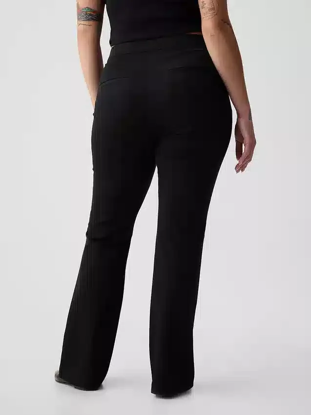 Pantaloni a zampa a vita alta in tessuto bi-elastico