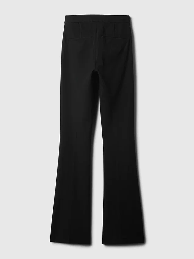 Pantaloni a zampa a vita alta in tessuto bi-elastico