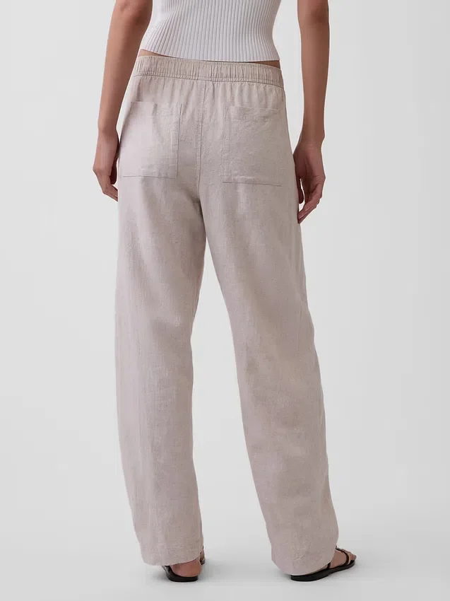 Pantaloni a zampa d’elefante in misto lino