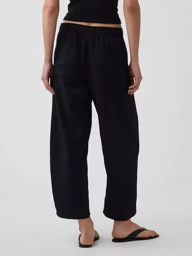 Pantaloni a zampa d’elefante in misto lino
