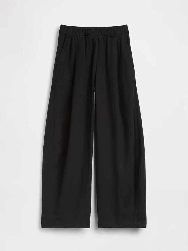 Pantaloni a zampa d’elefante in misto lino