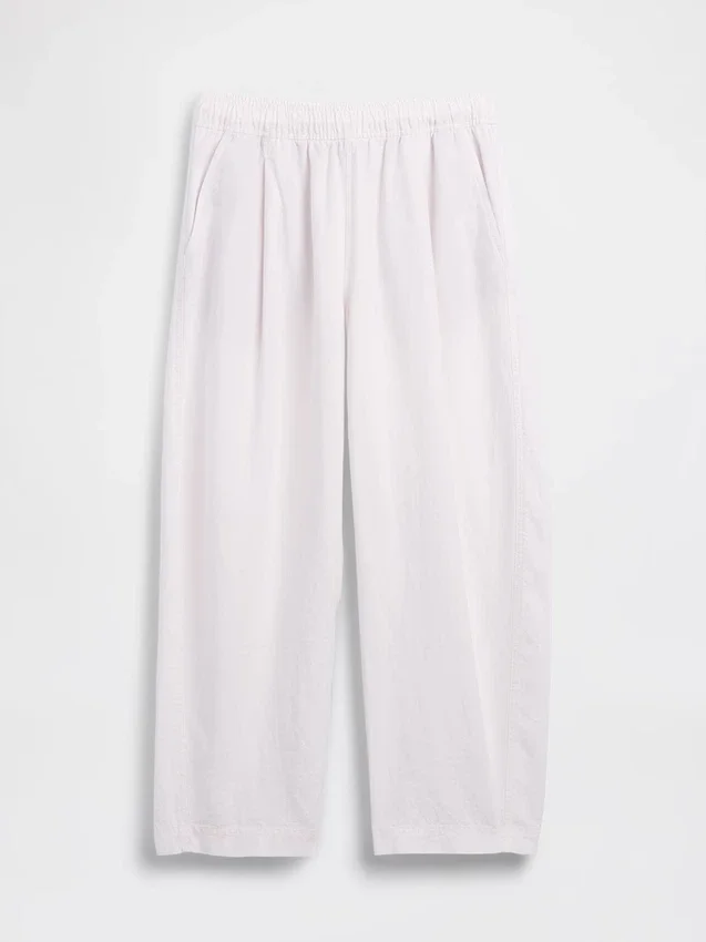 Pantaloni a zampa d’elefante in misto lino