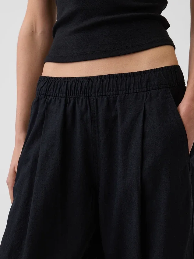 Pantaloni a zampa d’elefante in misto lino