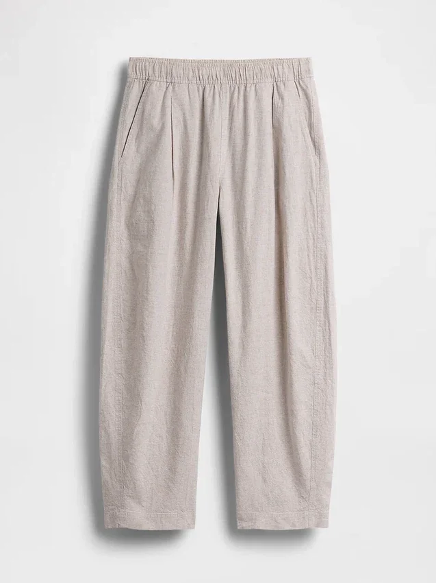 Pantaloni a zampa d’elefante in misto lino