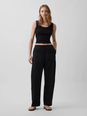 Pantaloni a zampa Easy in popeline