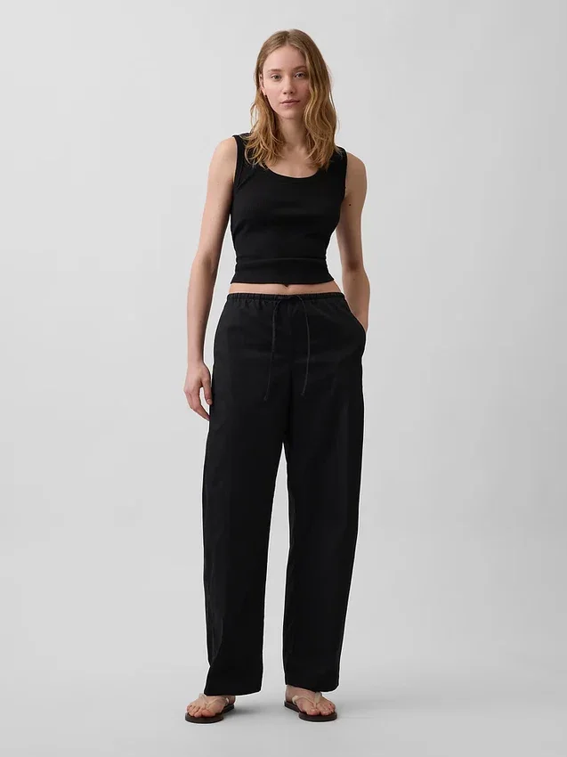 Pantaloni a zampa Easy in popeline