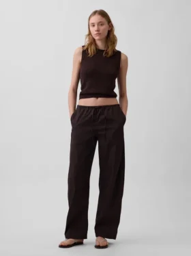 Pantaloni a zampa Easy in popeline