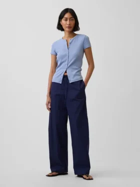 Pantaloni a zampa Easy in popeline