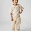 Pantaloni a zampa in garza di cotone con chiusura a elastico per neonato & bebè