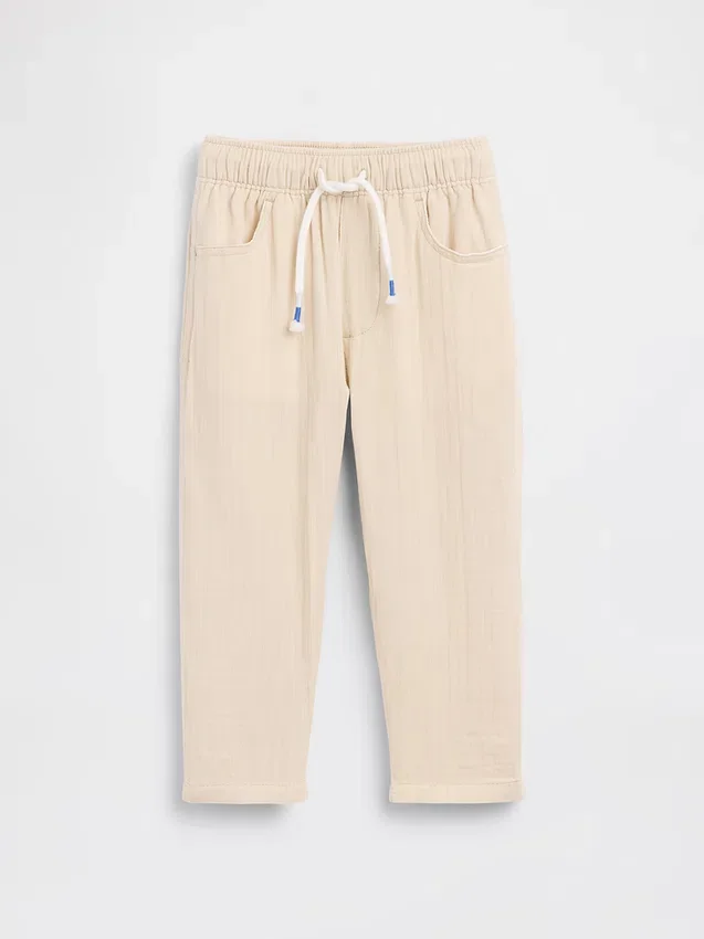 Pantaloni a zampa in garza di cotone con chiusura a elastico per neonato & bebè