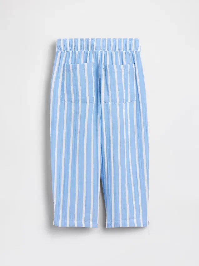 Pantaloni a zampa in garza di cotone con chiusura a elastico per neonato & bebè