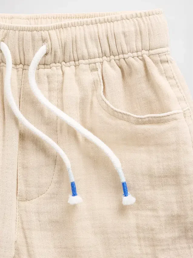 Pantaloni a zampa in garza di cotone con chiusura a elastico per neonato & bebè
