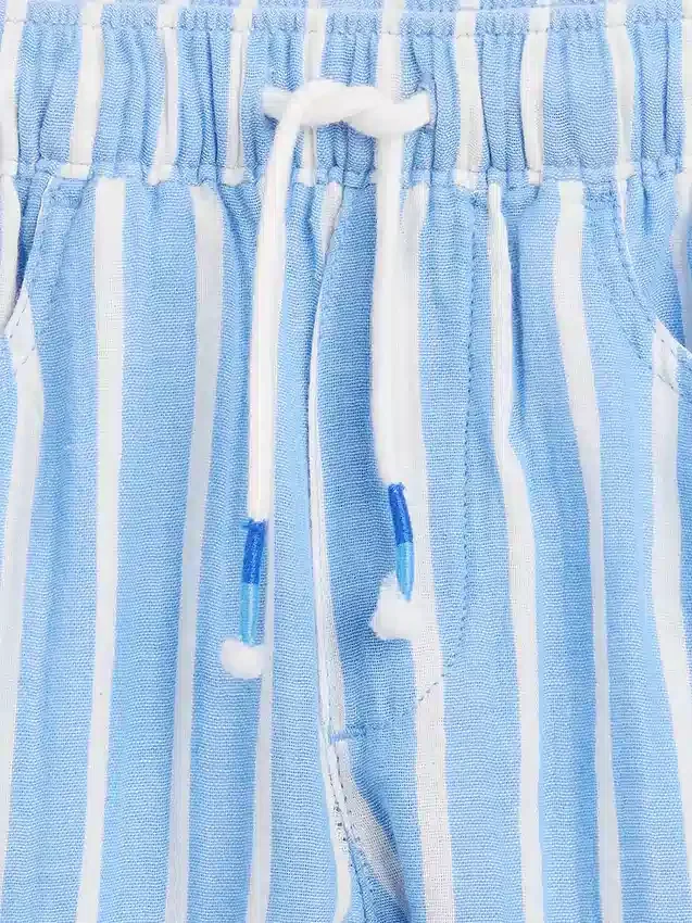 Pantaloni a zampa in garza di cotone con chiusura a elastico per neonato & bebè