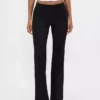Pantaloni a zampa in maglia doppia a vita bassa