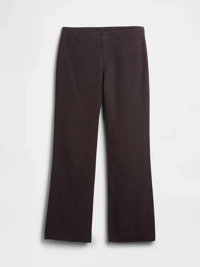 Pantaloni a zampa in misto lino a vita bassa
