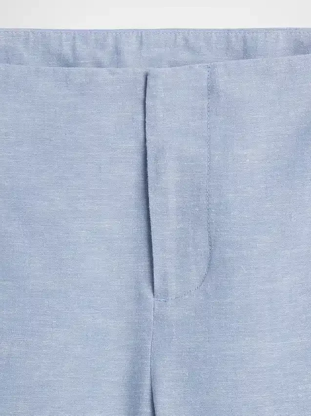 Pantaloni a zampa in misto lino a vita bassa