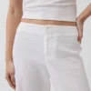 Pantaloni a zampa in misto lino a vita bassa