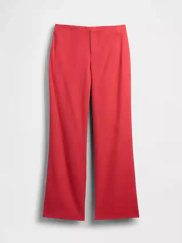 Pantaloni a zampa in misto lino a vita bassa
