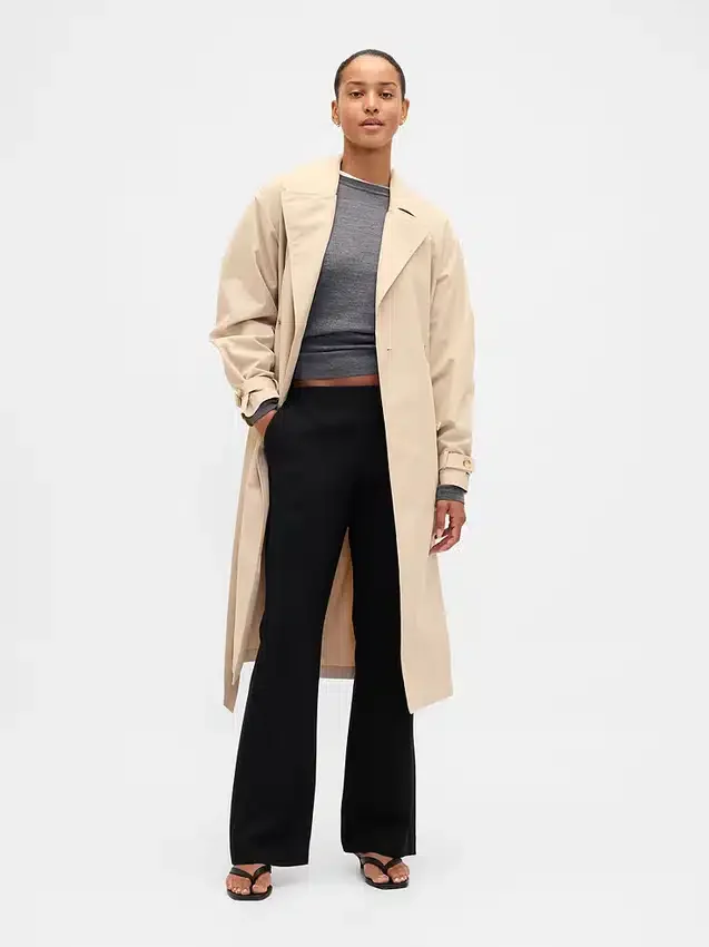 Pantaloni a zampa in twill a vita bassa