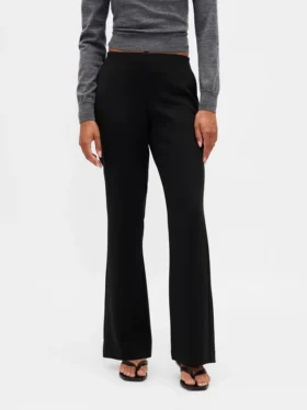 Pantaloni a zampa in twill a vita bassa