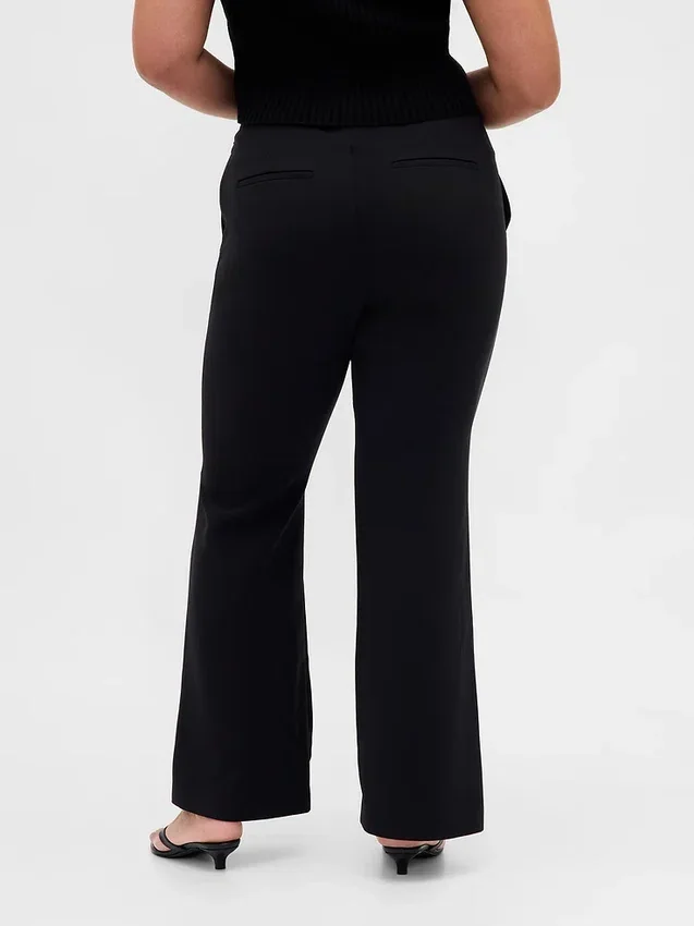 Pantaloni a zampa in twill a vita bassa