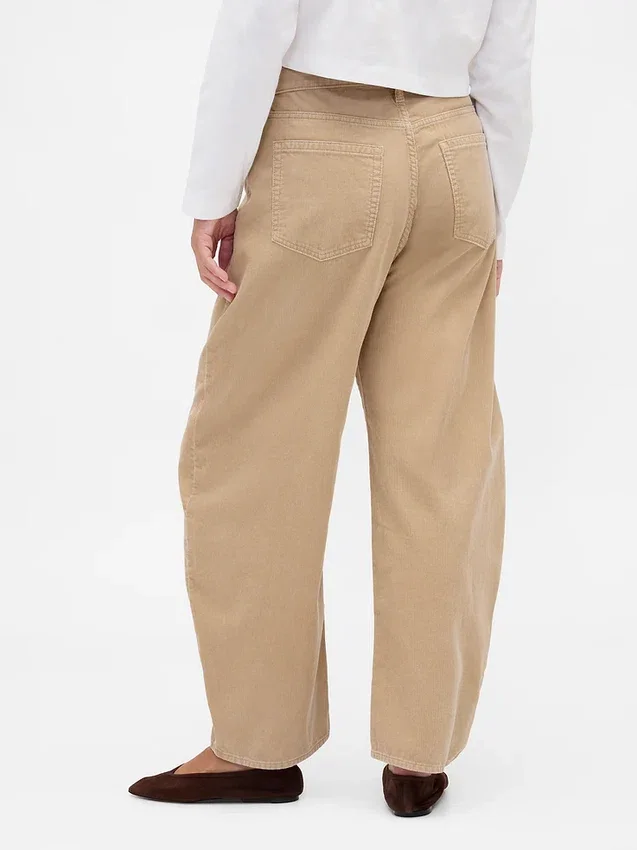 Pantaloni a zampa in velluto a coste a vita alta