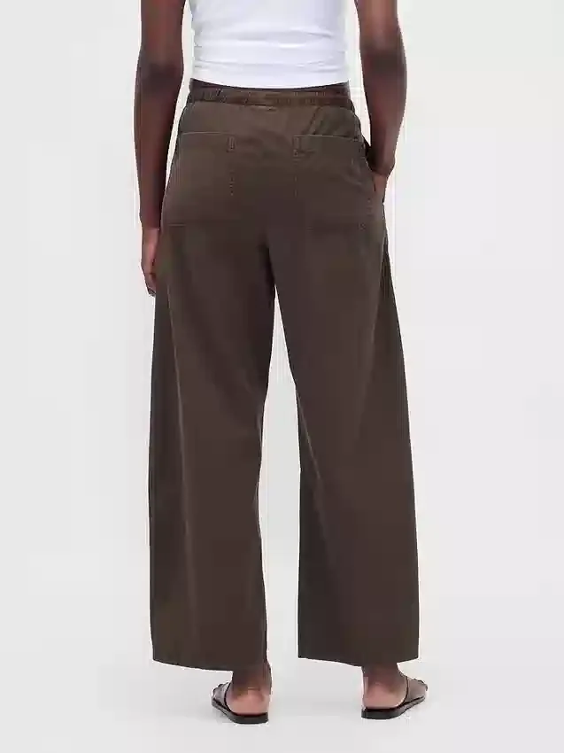 Pantaloni a zampa larga in popeline con doppio rinforzo sulle ginocchia