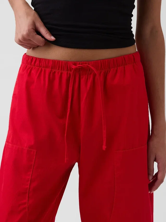 Pantaloni a zampa larga in popeline con doppio rinforzo sulle ginocchia