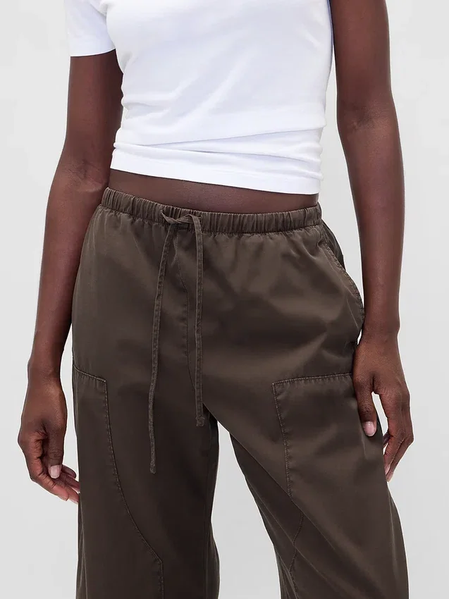 Pantaloni a zampa larga in popeline con doppio rinforzo sulle ginocchia