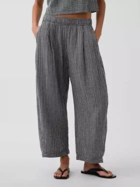 Pantaloni a zampa larghi in garza di cotone