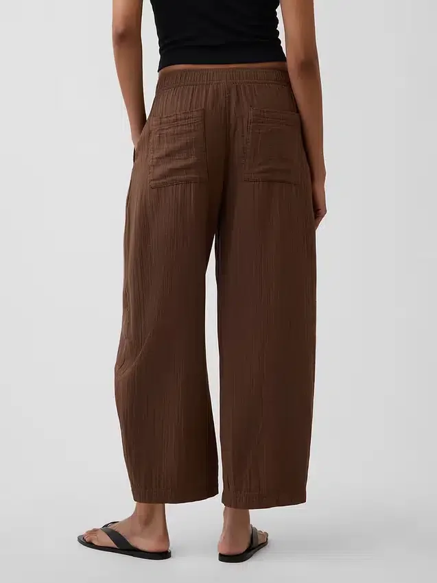 Pantaloni a zampa larghi in garza di cotone