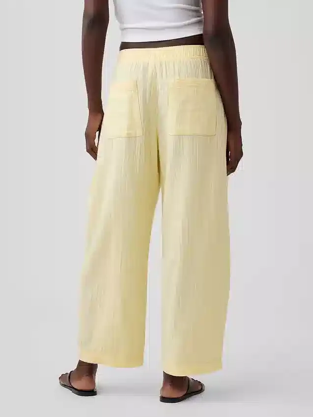 Pantaloni a zampa larghi in garza di cotone