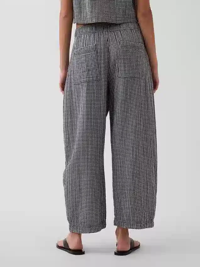 Pantaloni a zampa larghi in garza di cotone