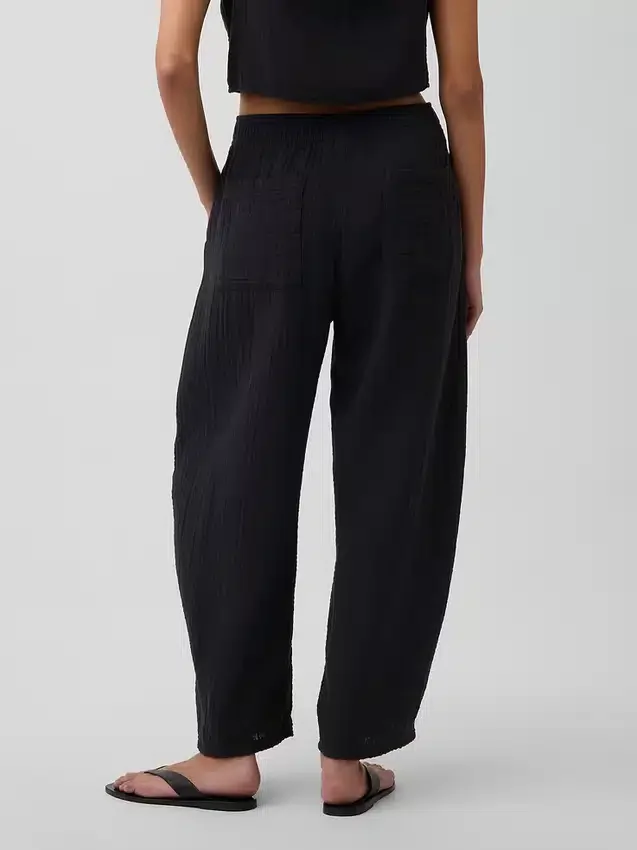 Pantaloni a zampa larghi in garza di cotone